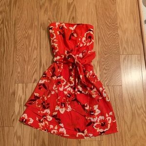 Vibrant red flowery dress